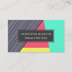 Modern Stripes and Color Block Geometric Pattern Business Card