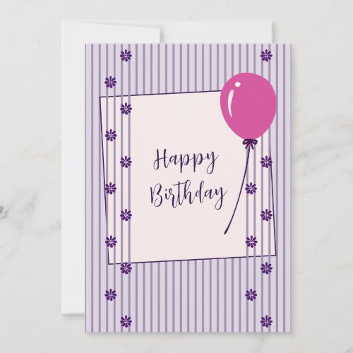 Modern Stripes and Flower Rows Birthday Card