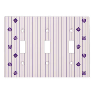 Modern Stripes and Purple Flowers Light Switch Cover