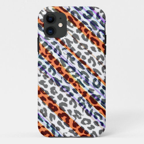 Modern stripes animal print texture of leopard iPhone 11 case