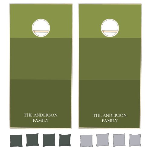 Modern Stripes Army Green Family Garden Cornhole Set