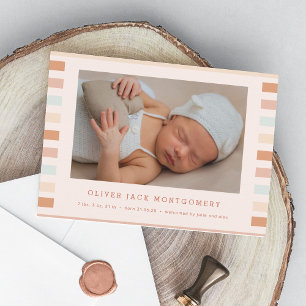 Modern Stripes Baby Boy Birth Announcement