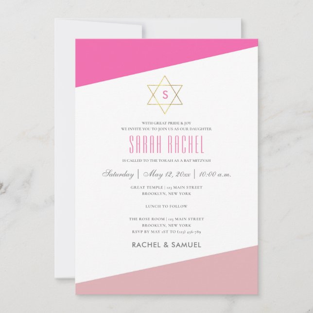 Modern Stripes BAT MITZVAH Invitation (Front)