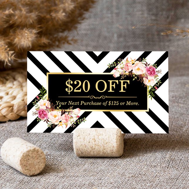Modern Stripes Beauty Salon Discount Coupon Card (Creator Uploaded)