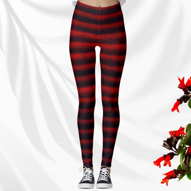 Modern Stripes Black and Red Leggings (Creator Uploaded)