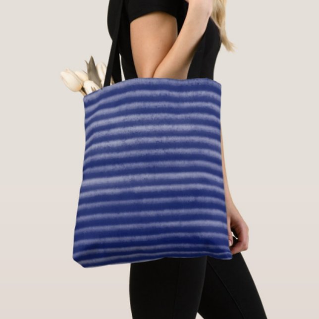 Modern Stripes Blue and White Tote Bag (Creator Uploaded)