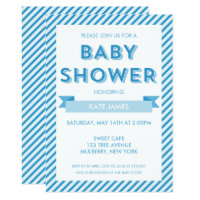 Modern Stripes Blue Baby Shower Invitation