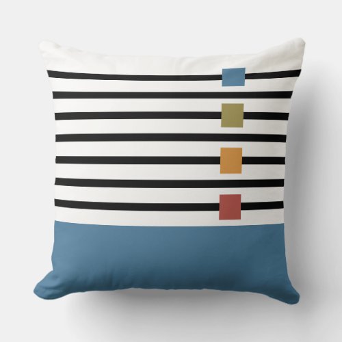 Modern Stripes Blue Color Block Throw Pillow