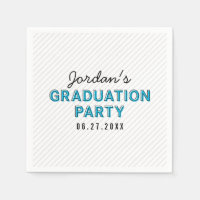 Modern Stripes Blue Graduation Party Paper Napkin