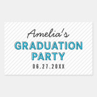 Modern Stripes Blue Graduation Party Rectangular Sticker