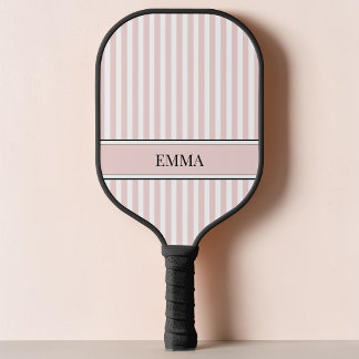 Modern Stripes Blush and Black Personalized Name Pickleball Paddle