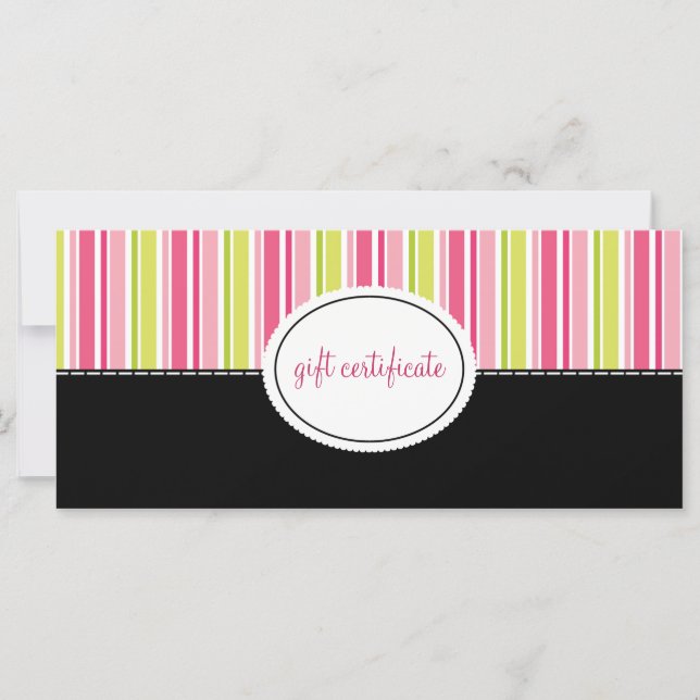 Modern Stripes Boutique Style Gift Certificates (Front)