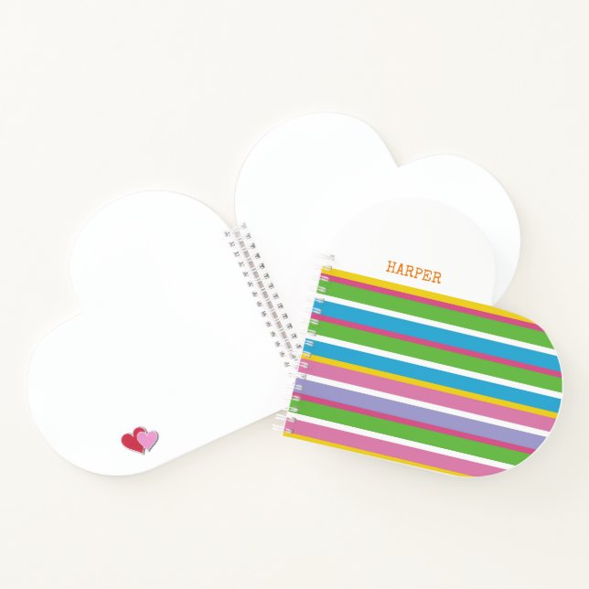 Modern Stripes Bright Colors NAME Preppy Hip Fun Notebook (Inside)