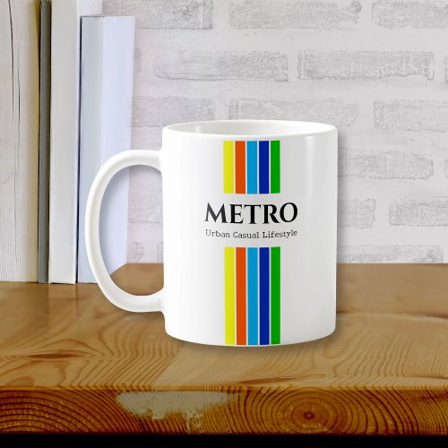 Modern Stripes Business Name Logo Coffee Mug