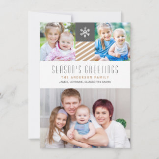 Modern Stripes Christmas Holiday Photo Flat Cards