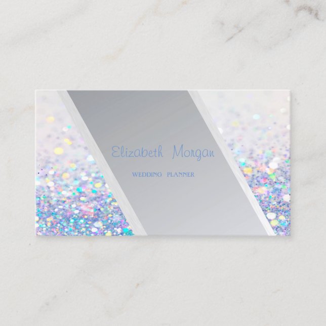 Modern Stripes,Colorful Glittery Bokeh Business Card (Front)