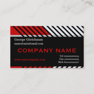 Modern stripes construction black, red, grey business card