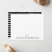 Modern Stripes Couples Personalized Stationery Note Card (Front/Back In Situ)
