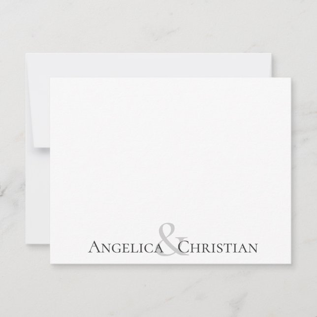 Modern Stripes Couples Personalized Stationery Note Card (Front)