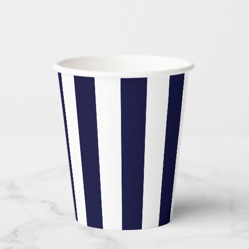 Modern stripes dark navy blue and white chic paper cups