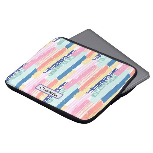 Modern Stripes design Custom name and pattern Laptop Sleeve