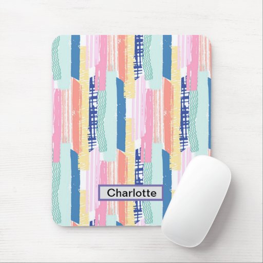 Modern Stripes design Custom name and pattern Mouse Pad