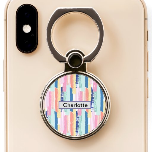Modern Stripes design Custom name and pattern Phone Ring Stand
