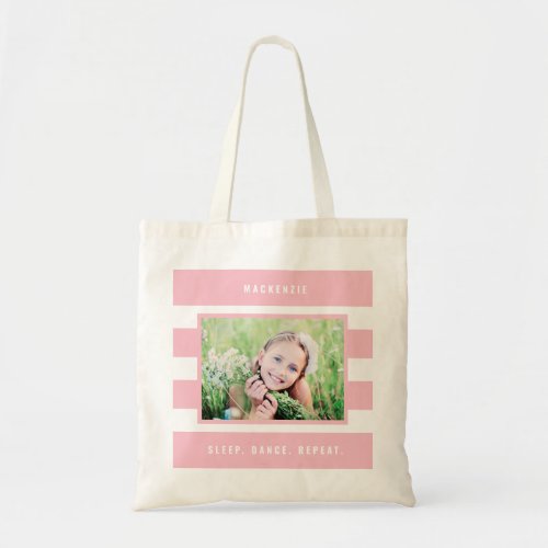 Modern Stripes Editable Color Personalized Photo Tote Bag