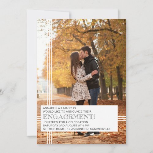 Modern Stripes Engagement Party Photo Invitation