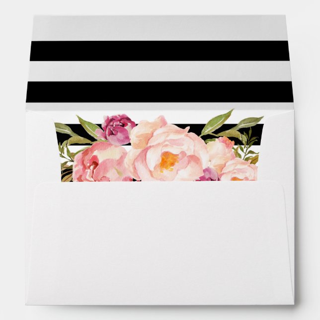 Modern Stripes Floral for 5x7 Invitation Card Envelope (Back (Bottom))