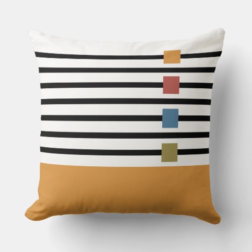 Modern Stripes Gold Color Block Throw Pillow