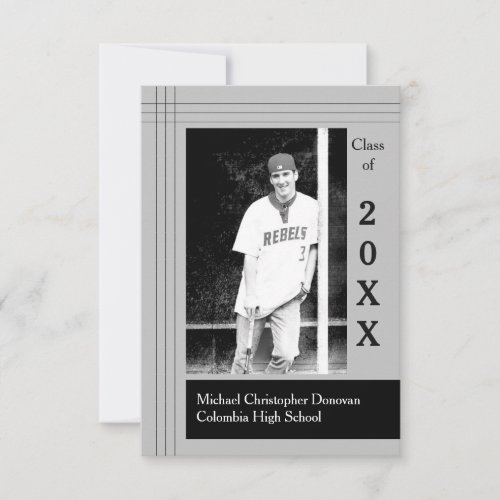 Modern Stripes Gray _ 3x5 Graduation Announcement