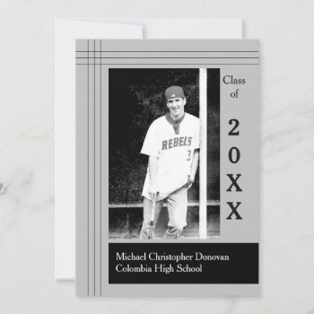 Modern Stripes Gray - Graduation Announcement by Midesigns55555 at Zazzle