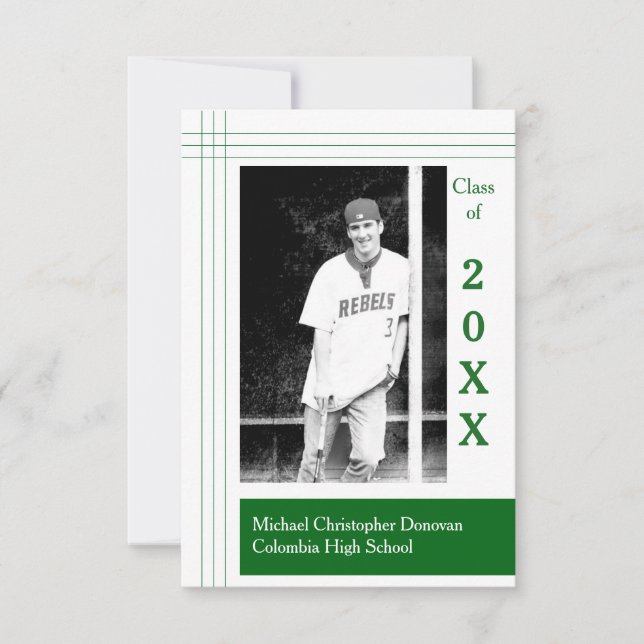 Modern Stripes Green - 3x5 Graduation Announcement (Front)