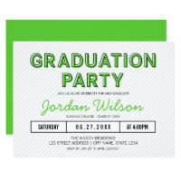 Modern Stripes Green Graduation Party Card