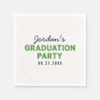 Modern Stripes Green Graduation Party Paper Napkin
