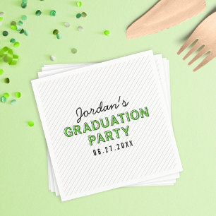 Modern Stripes Green Graduation Party Paper Napkins