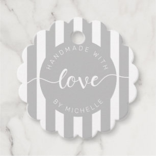 modern stripes handmade with love monogram favor tags