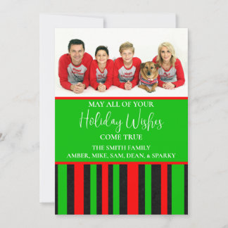 Modern Stripes Holiday Photo Greeting Card