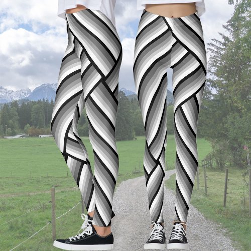 Modern stripes in black white and gray _ cool  leggings