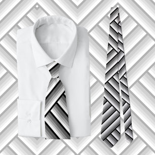 Modern stripes in black, white and gray - cool     neck tie