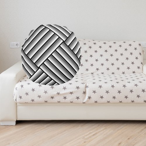 Modern stripes in black white and gray _ cool    round pillow