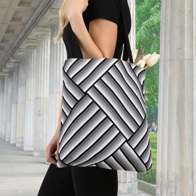 Modern stripes in black, white and gray - cool   tote bag (Creator Uploaded)