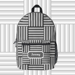 Modern stripes in black, white and gray - custom   printed backpack
