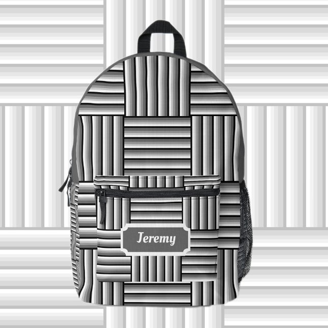 Modern stripes in black, white and gray - custom   printed backpack (Creator Uploaded)