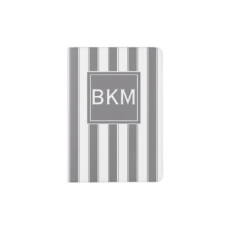 Modern Stripes in Gray and White Passport Holder