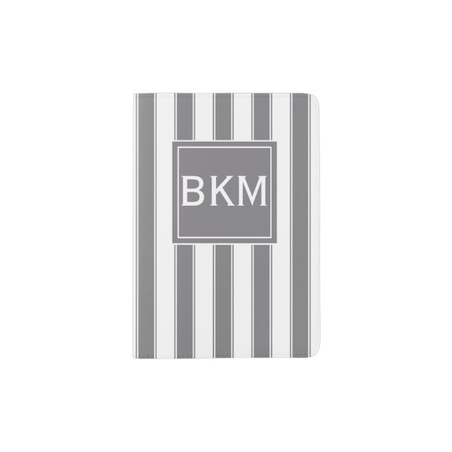 Modern Stripes in Gray and White Passport Holder (Front)