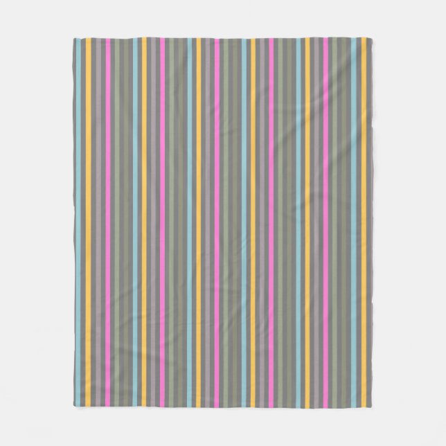 Modern Stripes in Pastel Colors & Gray Tones Fleece Blanket (Front)
