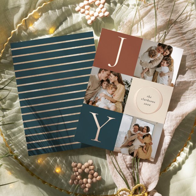 Modern Stripes JOY Neutral Holiday Photo (Creator Uploaded)