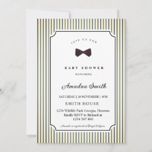Modern Stripes Little Bow Baby Shower Invitation
